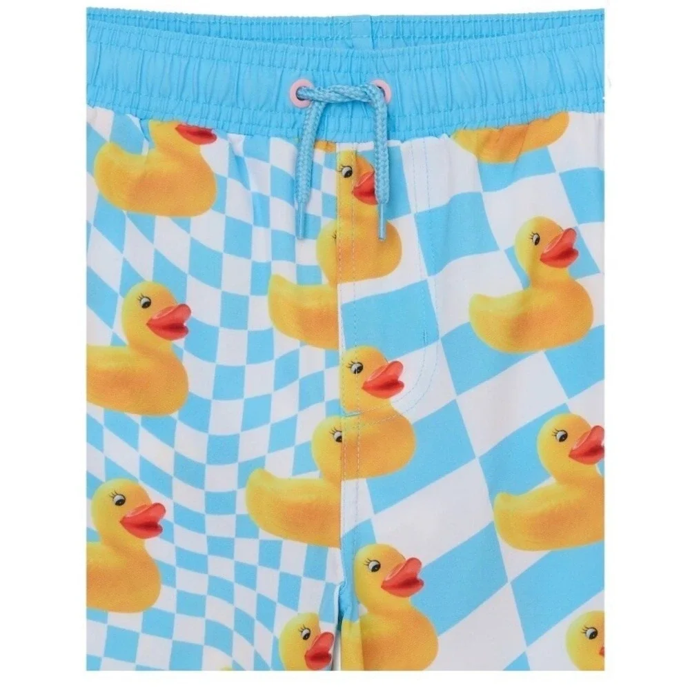Neff Boys Ducky Tile Graphic Swim Shorts Medium 8  New with Tags Blue White Nice